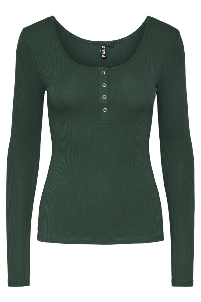 Pieces groene dames t-shirt | Vooraanzicht