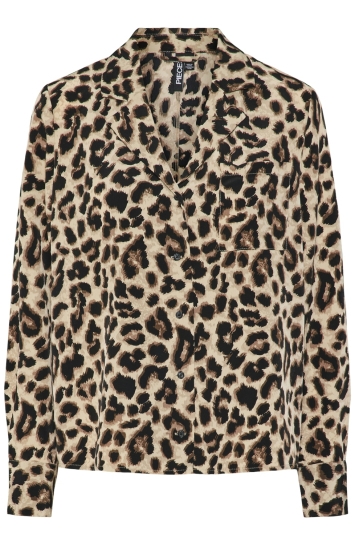 Pieces Blouse PCJULINA LS V-NECK SHIRT MM 17154921 BLACK/LEO