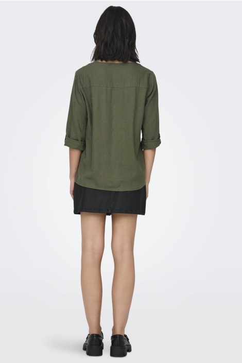 Jacqueline de Yong jdysay 3/4 linen v-neck top wvn dia