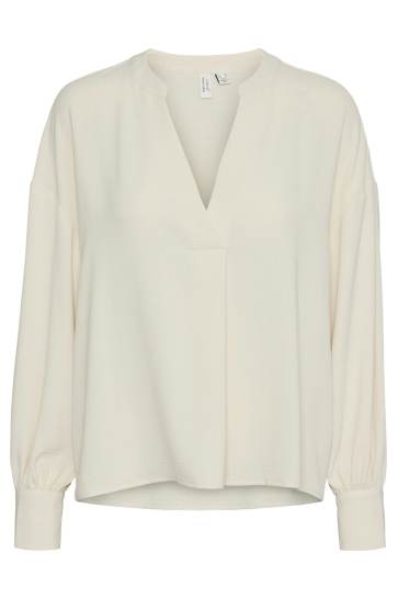 Vero Moda Blouse VMVALERIE L/S V-NECK TOP WVN BTQ GA 10323115 Birch