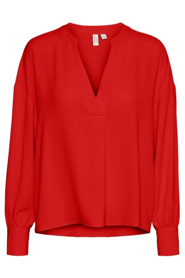 Vero Moda Blouse VMVALERIE L/S V-NECK TOP WVN BTQ GA 10323115 Fiery Red