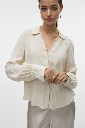 Vero Moda Blouse VMVIOLET L/S SHIRT WVN BTQ GA 10322447 BIRCH