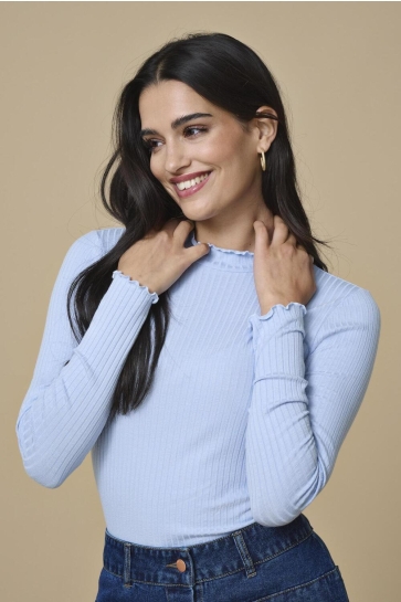 Jacqueline de Yong JDYFRANSISKA L/S HIGHNECK TOP JRS N 15228065 Kentucky Blue