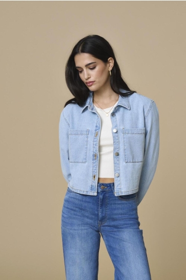 Jacqueline de Yong Blouse JDYMARLY L/S BOXY SHACKET DNM NOOS 15338847 LIGHT BLUE DENIM