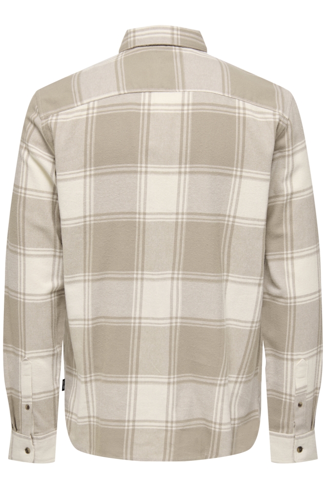 Only & Sons beige heren overhemd | Achteraanzicht