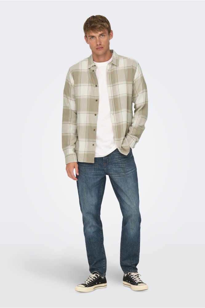 Only & Sons beige heren overhemd | Model
