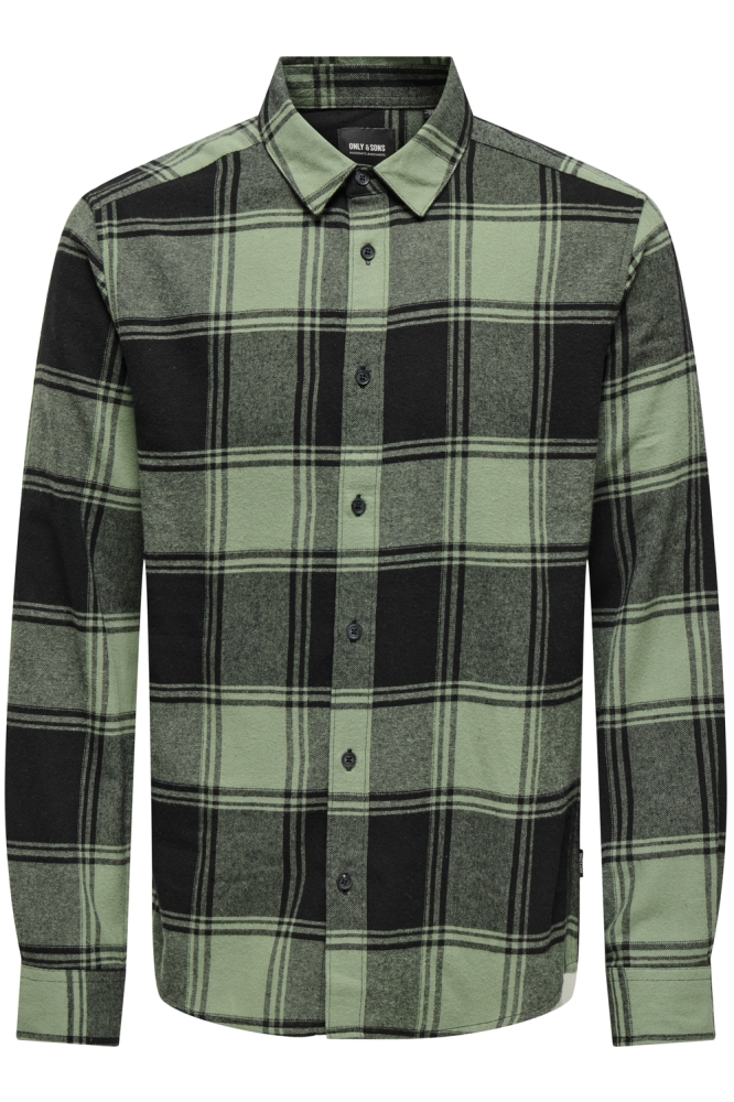 Only & Sons groene heren overhemd | Vooraanzicht