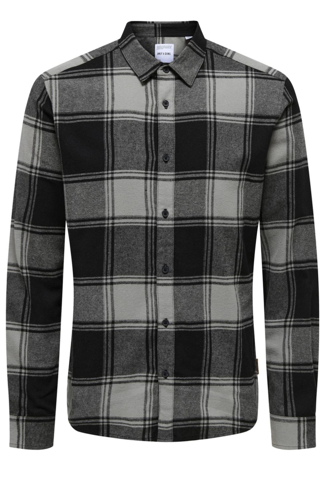 Only & Sons grijze heren overhemd | Vooraanzicht