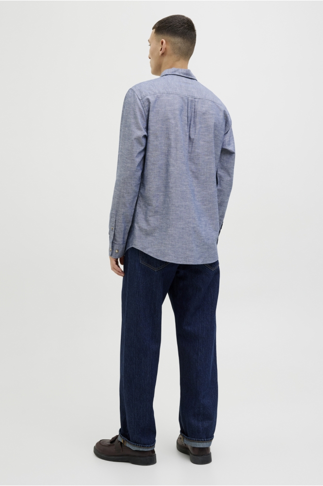 Jack & Jones blauwe heren overhemd | Model achteraanzicht