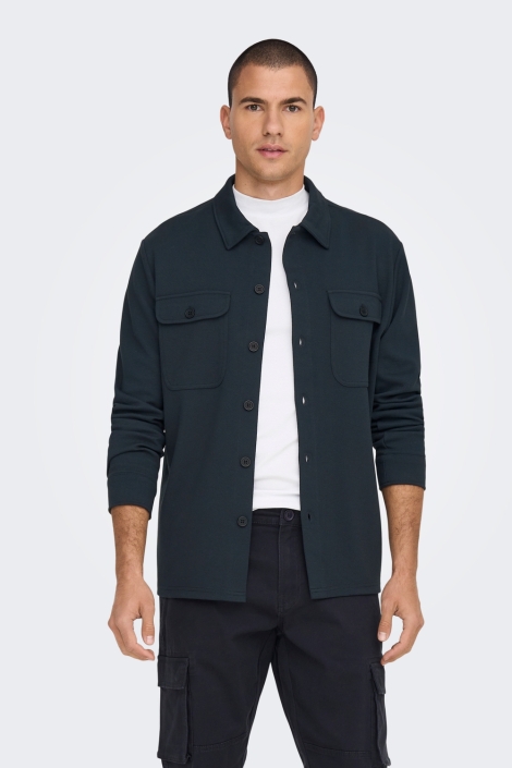 Only & Sons blauwe heren overhemd | Model vooraanzicht