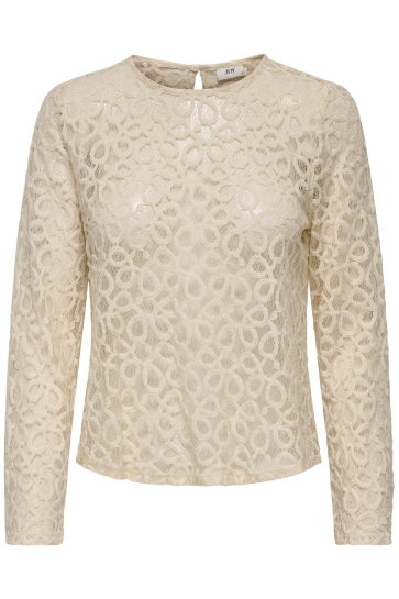 Jacqueline de Yong Blouse JDYMATHILDA L/S LACE TOP JRS 15341469 SANDSHELL