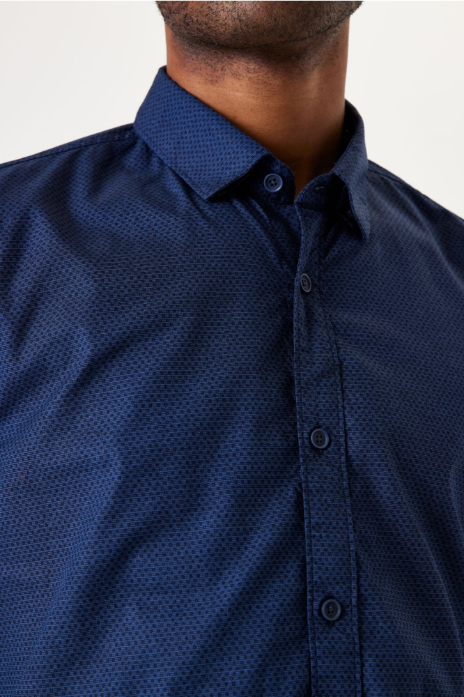 Garcia blauwe heren overhemd | Close up
