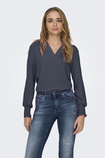 Only Blouse ONLMETTE V-NECK LS SMOCK TOP NOOS W 15284309 OMBRE BLUE
