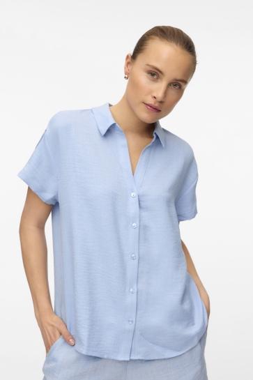 Vero Moda Blouse VMMELANEY QUEENY SS SHIRT WVN GA 10325866 Chambray Blue/Melange