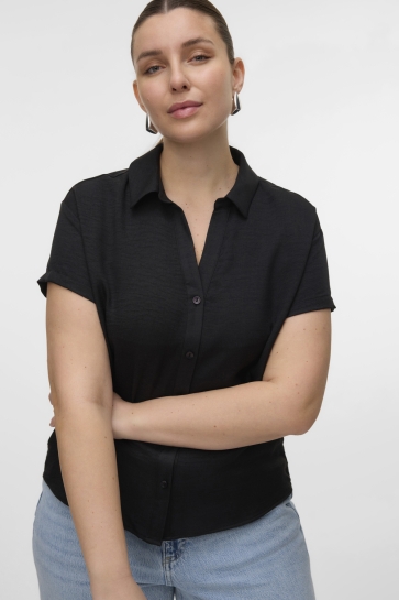 Vero Moda Blouse VMMELANEY QUEENY SS SHIRT WVN GA 10325866 BLACK