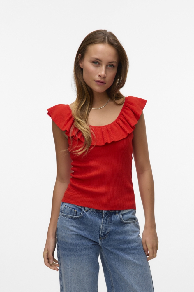 Vero Moda rode dames top | Model vooraanzicht