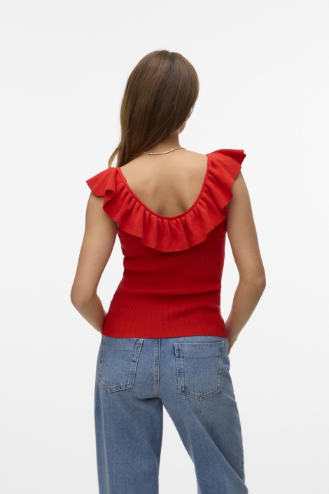 Vero Moda rode dames top | Model achteraanzicht