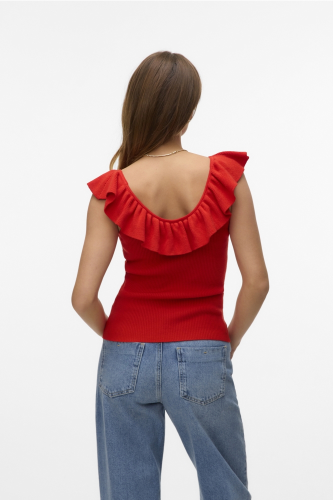 Vero Moda rode dames top | Model achteraanzicht