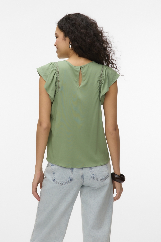 VMBELLA SS LACE TOP WVN GA NOOS 10325248 HEDGE GREEN