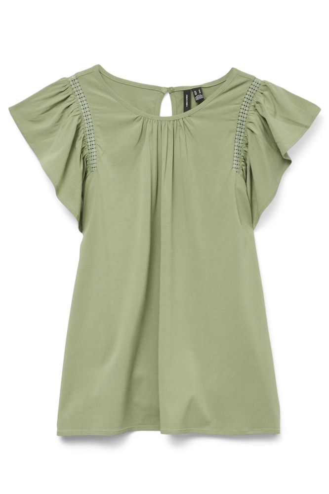 VMBELLA SS LACE TOP WVN GA NOOS 10325248 HEDGE GREEN