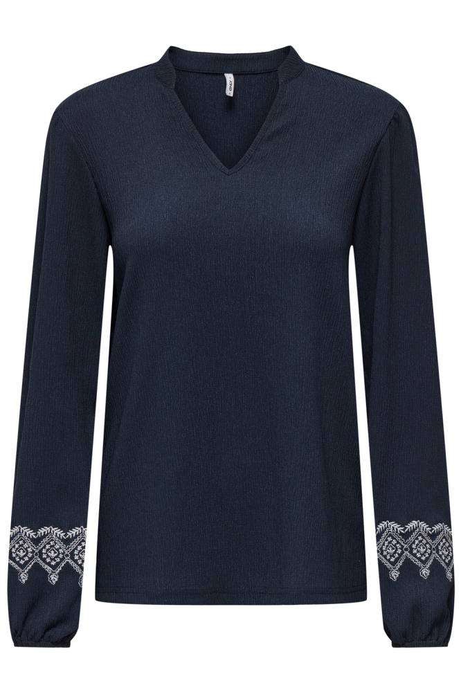 Only blauwe dames t-shirt | Vooraanzicht