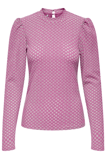 Only T-shirt ONLGENNY L/S O-NECK STRUCTURE TOP J 15343569 FUCHSIA PINK/CLOUD DANCER