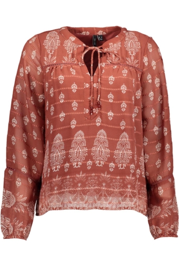 Vero Moda Blouse VMHEDI LS TOP WVN GA 10324600 MARSALA/BIRCH