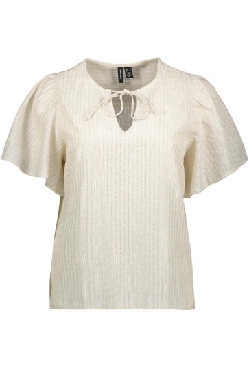 Vero Moda T-shirt VMPAULINE SS TOP WVN GA LCS 10330408 SILVER LINING
