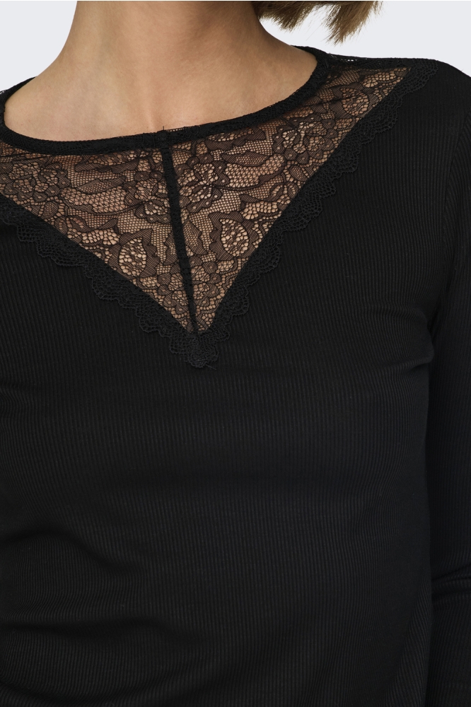 Jacqueline de Yong zwarte dames t-shirt | Close up