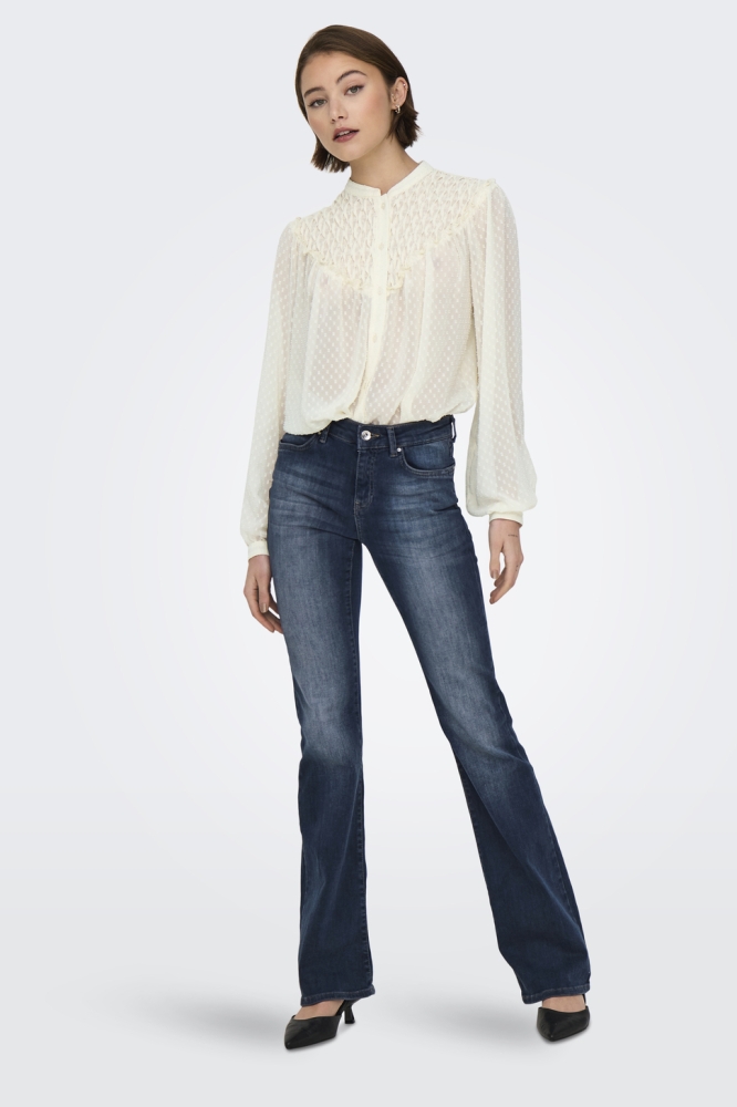 ONLCHADIA LIFE LS DOBBY TOP CC WVN 15339739 ANTIQUE WHITE/SILVER LUR