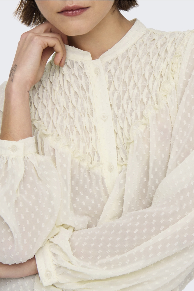 ONLCHADIA LIFE LS DOBBY TOP CC WVN 15339739 ANTIQUE WHITE/SILVER LUR