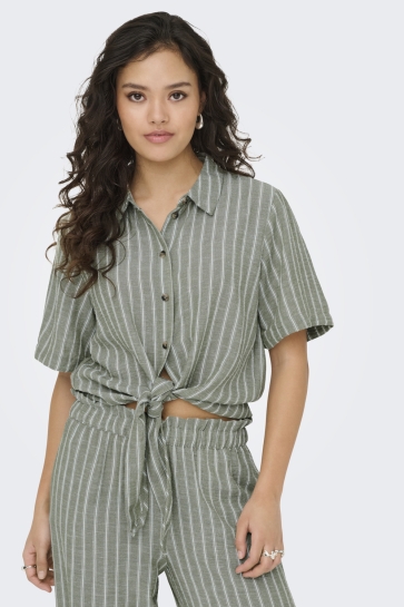 Jacqueline de Yong Blouse JDYEMILIA S/S KNOT SHIRT WVN EXP 15353935 Sea Spray/CLOUD DANC