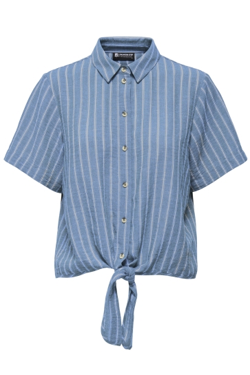 Jacqueline de Yong Blouse JDYEMILIA S/S KNOT SHIRT WVN EXP 15353935 Cashmere Blue/CLOUD DANC