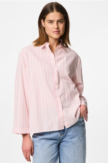 Pieces Blouse PCSULLE LS SHIRT WVN 17156227 CLOUD DANCER/PINK LEMONADE