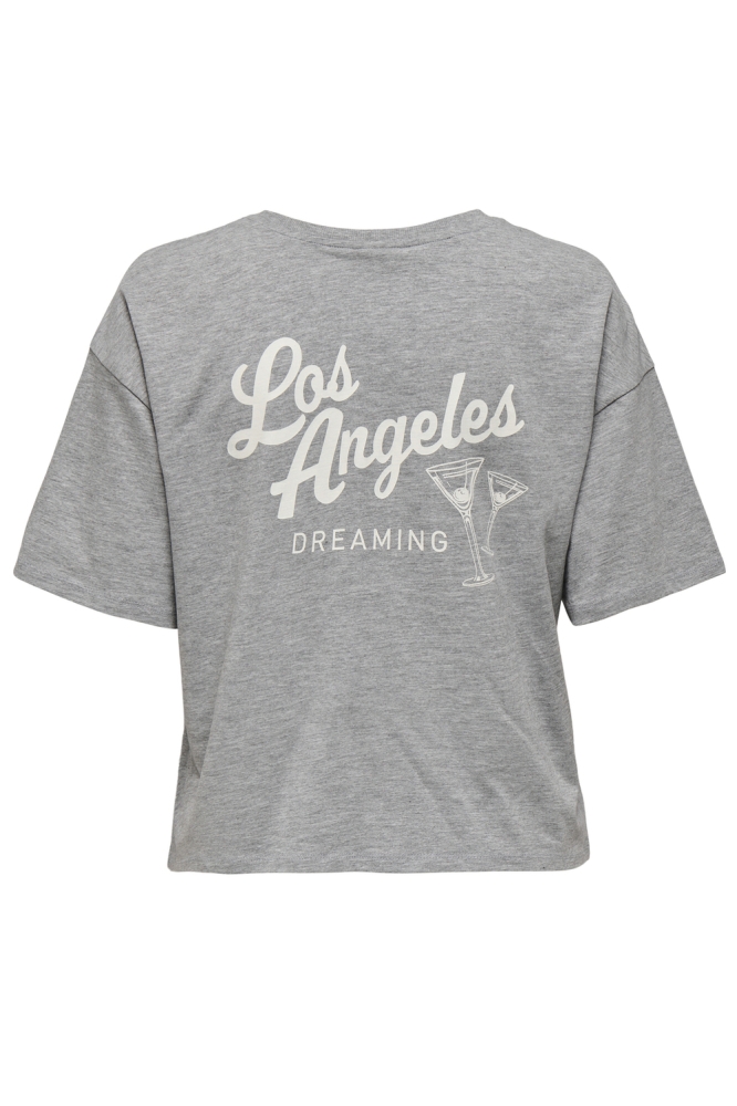 Jacqueline de Yong grijze dames t-shirt | Achteraanzicht