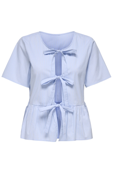 Jacqueline de Yong Blouse JDYMIO S/S REV. STRING TOP WVN DIA 15347616 Cashmere Blue/SMALL STRIPE