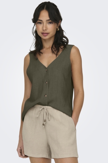 Jacqueline de Yong Top JDYSAY S/L LINEN V-NECK TOP WVN DIA 15317387 KALAMATA