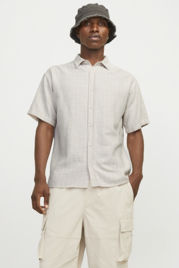 Jack & Jones Overhemd JCOJOSHUA STRUCTURE SHIRT SS 12256023 MOONBEAM/STRIPES