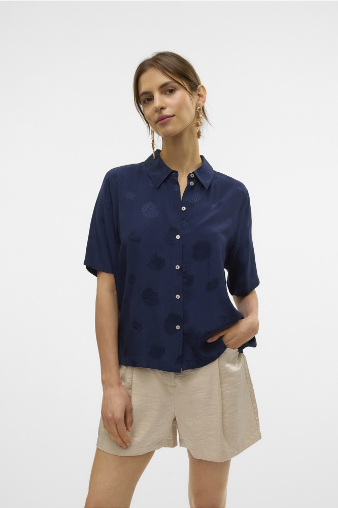 Vero Moda blauwe dames blouse | Model vooraanzicht