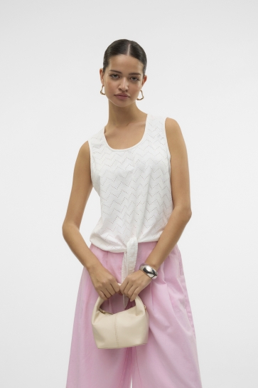 Vero Moda Top VMTHAS SL TIE TOP JRS GA VO 10328124 SNOW WHITE