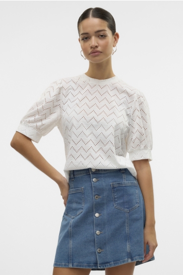 Vero Moda T-shirt VMTHAS 2/4 TOP JRS GA VO 10328121 SNOW WHITE