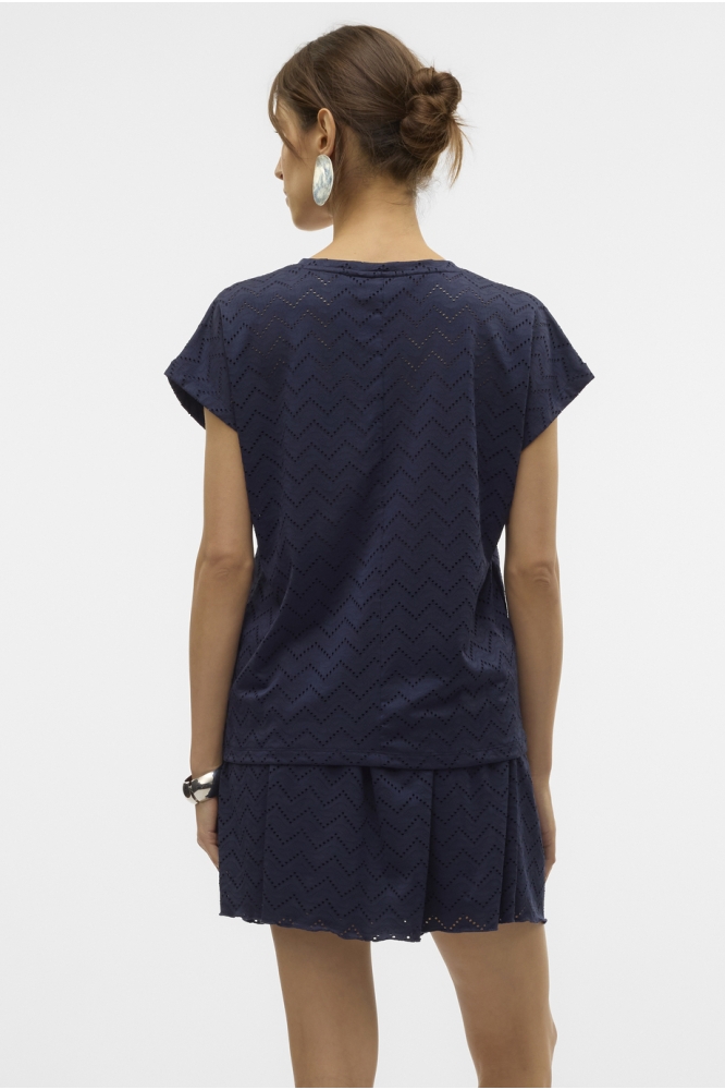 Vero Moda blauwe dames t-shirt | Model achteraanzicht