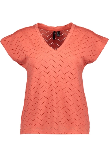 Vero Moda T-shirt VMTHAS SS V-NECK TOP JRS GA VO 10328120 DUBARRY
