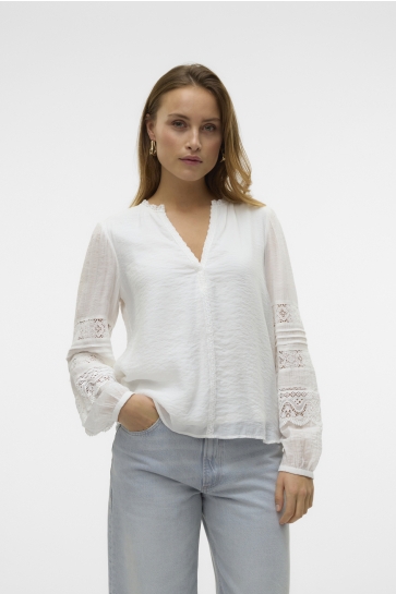 Vero Moda Blouse VMTIFFANI LS TOP WVN GA CE 10327968 SNOW WHITE