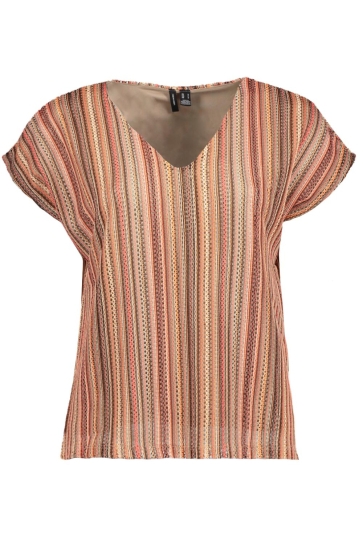 Vero Moda T-shirt VMDEMI STRIPE SS V-NECK TOP JRS GA 10333684 DUBARRY/DEMI