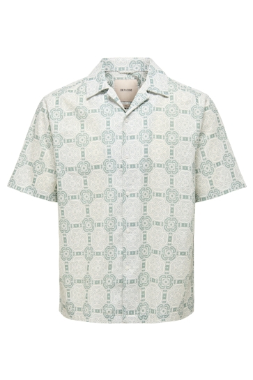 Only & Sons Overhemd ONSCAIDEN REG FIT AOP SHIRT 22032833 ICEBERG GREEN/LISBON CLOUD DANCER