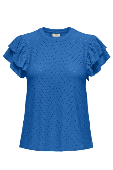 Jacqueline de Yong T-shirt JDYCARLA CATHINKA S/L FRILL TOP JRS 15351452 Strong Blue