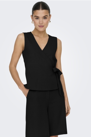 Jacqueline de Yong Top JDYNINA S/L WRAP TOP WVN 15351559 BLACK