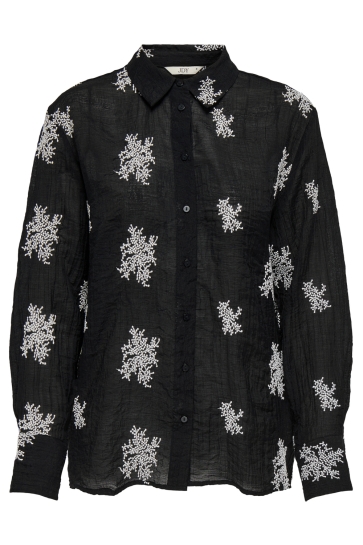 Jacqueline de Yong Blouse JDYTHEO L/S EMBROIDERY LOOSE SHIRT 15352650 BLACK/FLOWER EMB