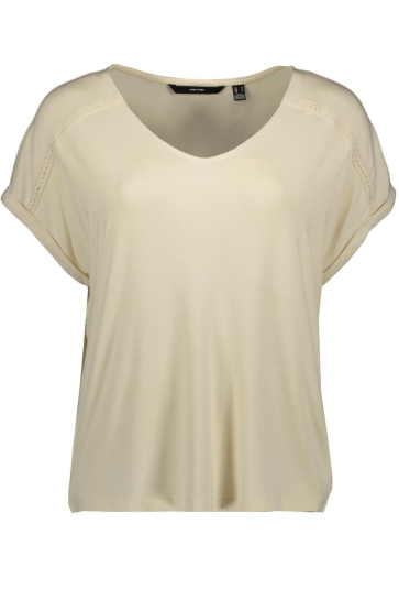 Vero Moda T-shirt VMVANESSA SS V-NECK TOP JRS GA 10329351 Birch